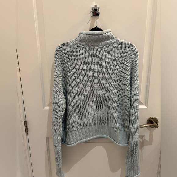 Garage Blue Knit Mock Neck Cropped Sweater - Picture 2 of 3